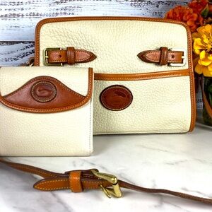 Dooney & Bourke all weather Vintage Cream and Brown Crossbody Bag Wallet Set